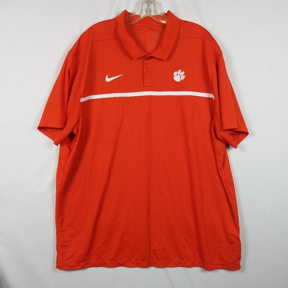 Nike Dri Fit Clemson Tigers Orange Polo Shirt Men's Size 2XL Embroidered - Picture 1 of 5